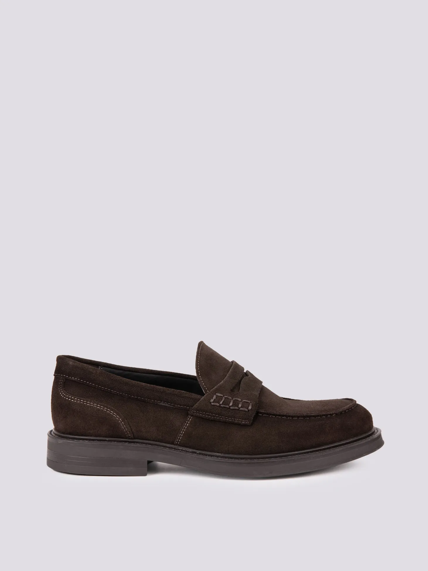 MOCASSINO  CON PENNY IN CAMOSCIO MARRONE