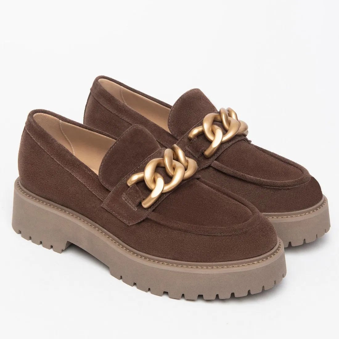 Mocassino da donna NeroGiardini in camoscio marrone