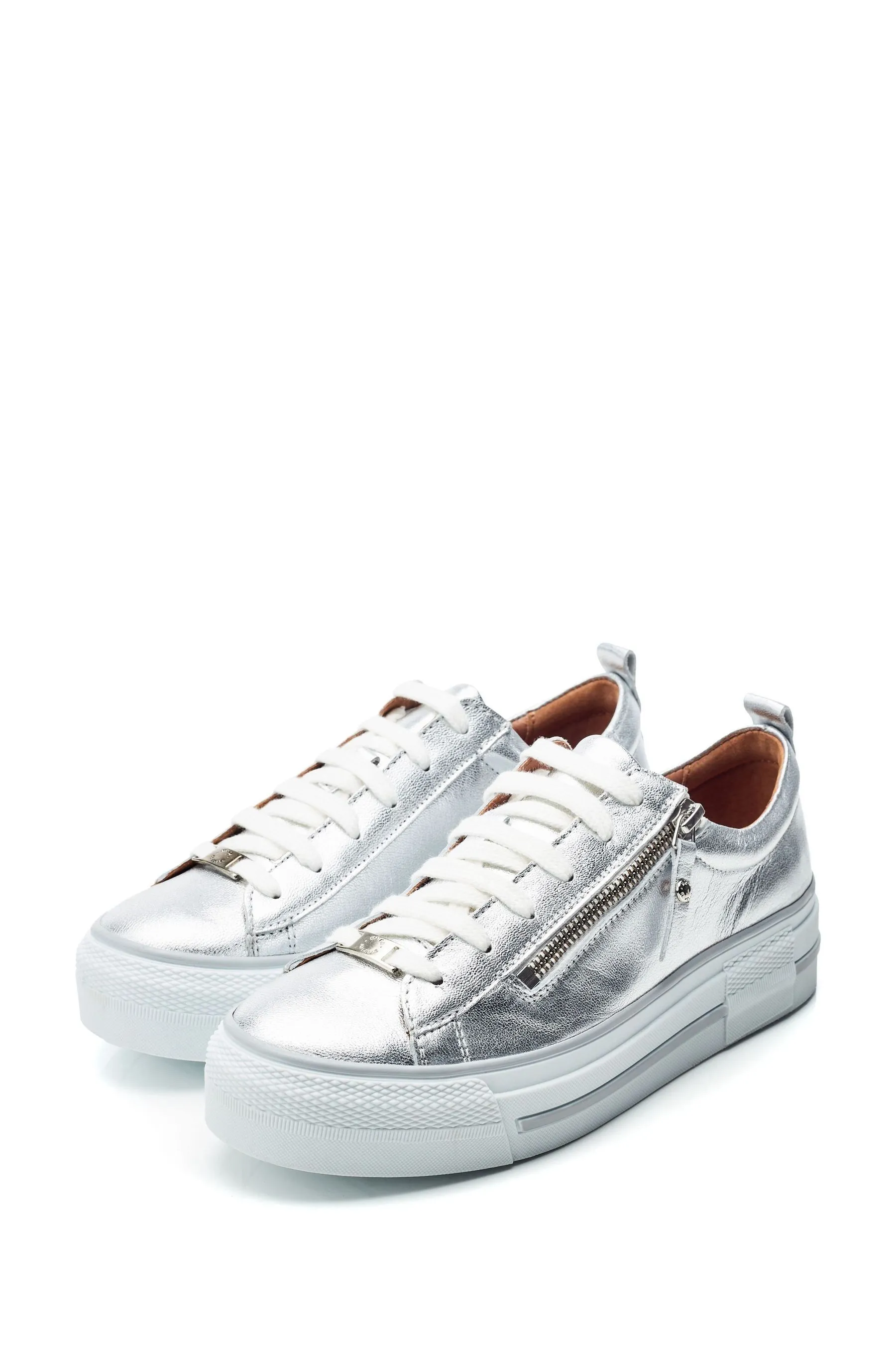Moda in Pelle Filician - Scarpe da ginnastica con suola spessa e zip in Pizzo    