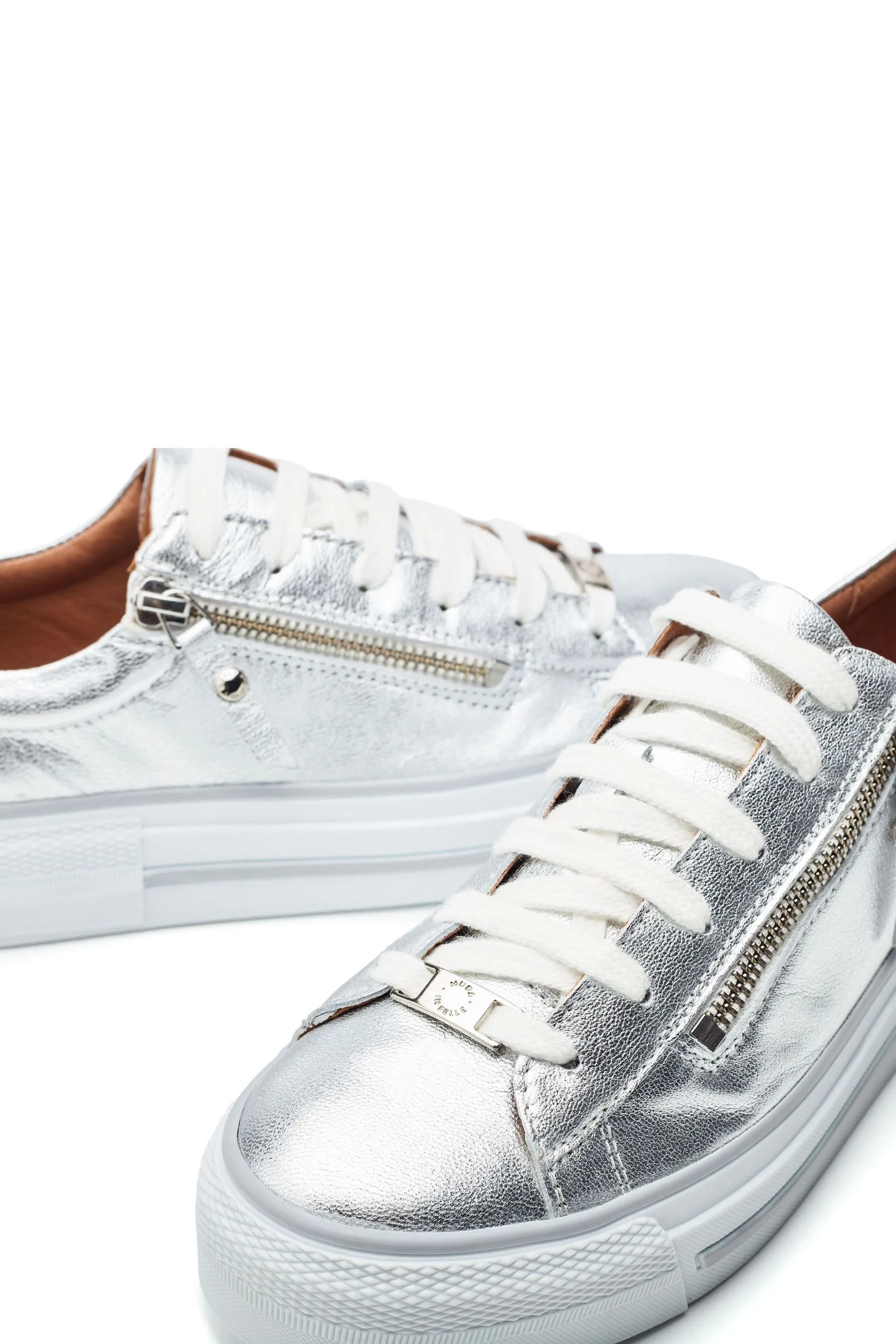 Moda in Pelle Filician - Scarpe da ginnastica con suola spessa e zip in Pizzo    