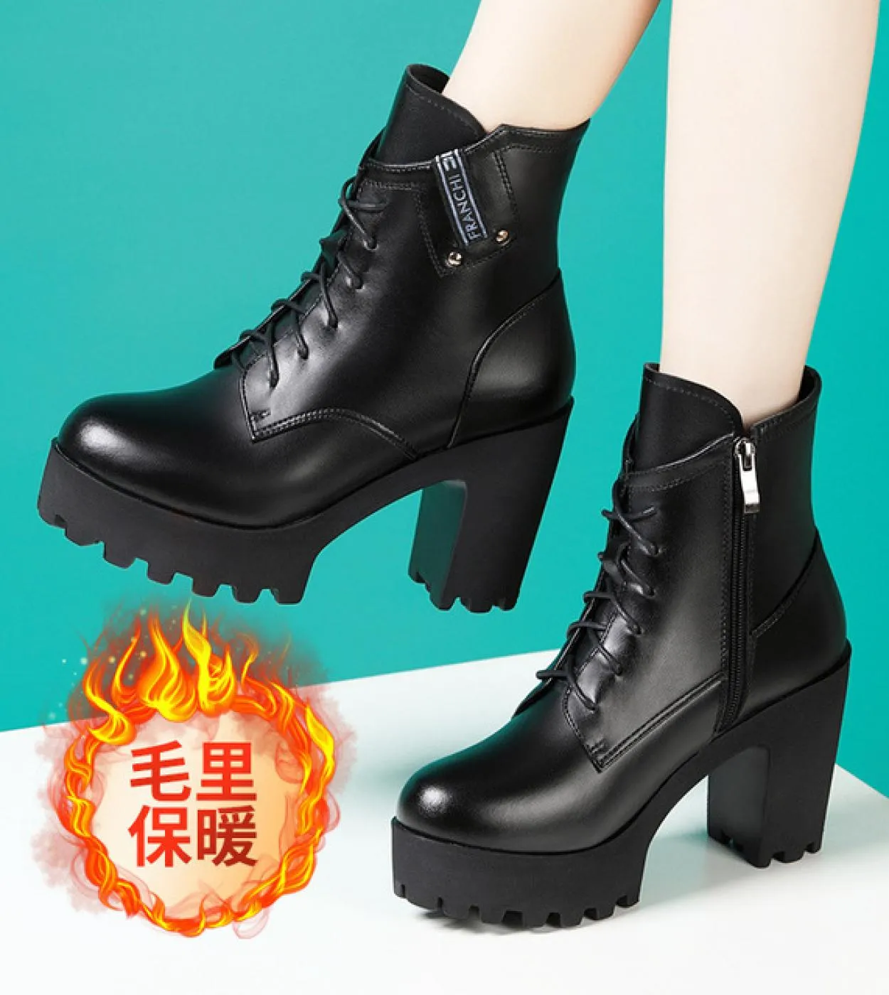 Moda tacchi alti spessi Stivali sportivi Scarpe da donna Stivaletti da donna Stivali neri elastici invernali Stivali comodi Zapa