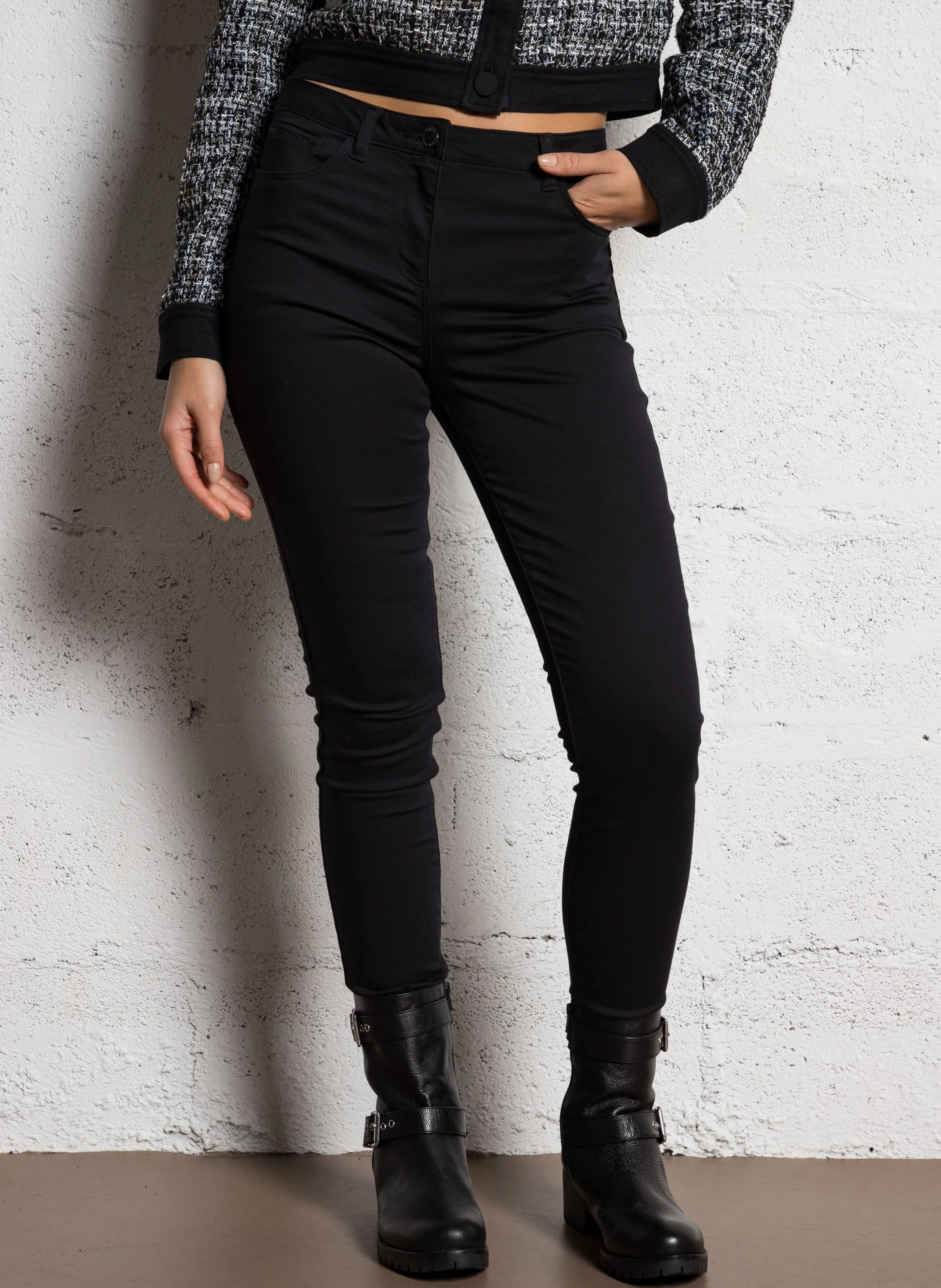  MORGAN   PZERI - Jeans skinny con dettagli in strass | Nero