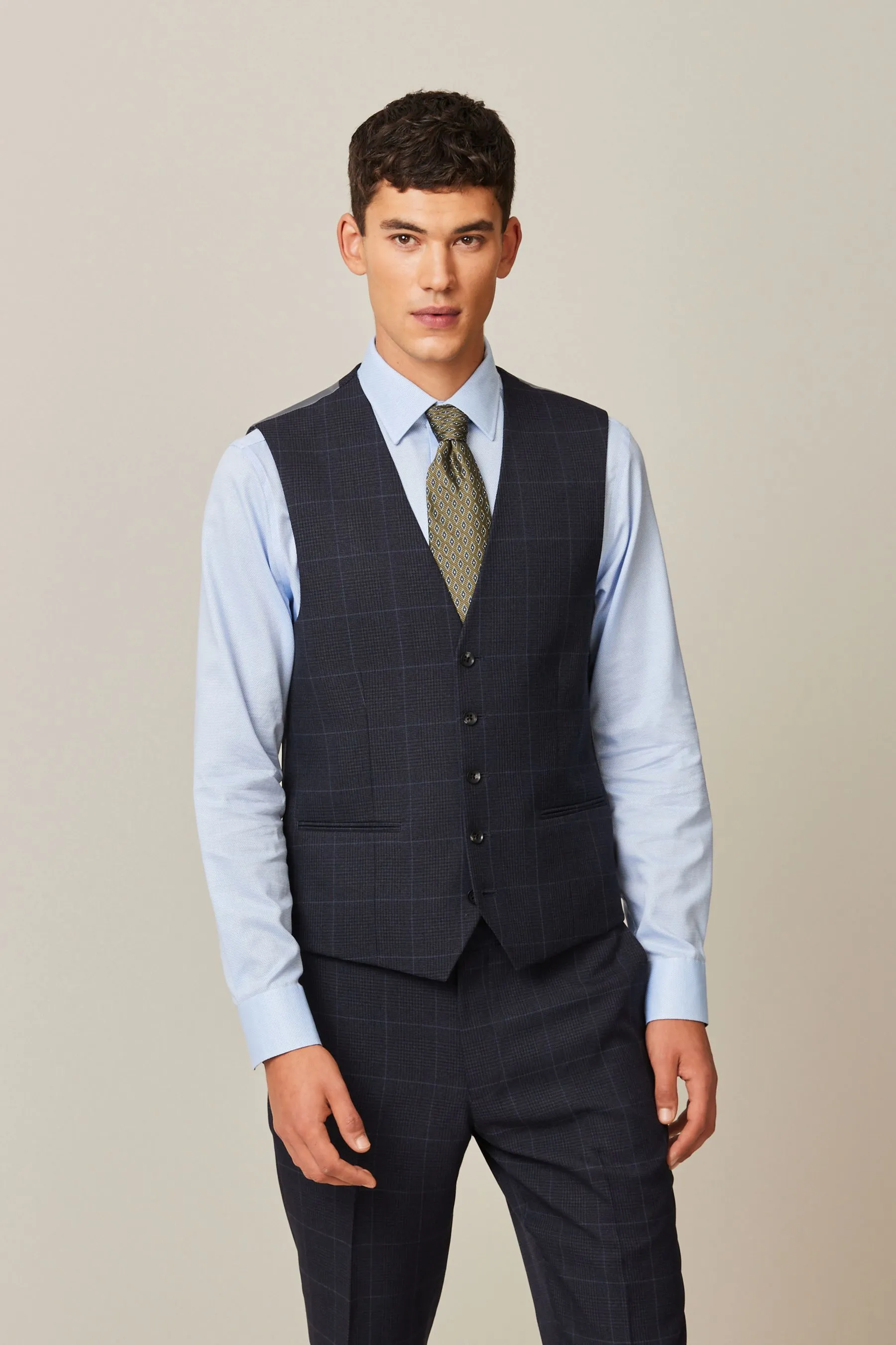 Navy  - Gilet da A quadri da completo Principe di Galles