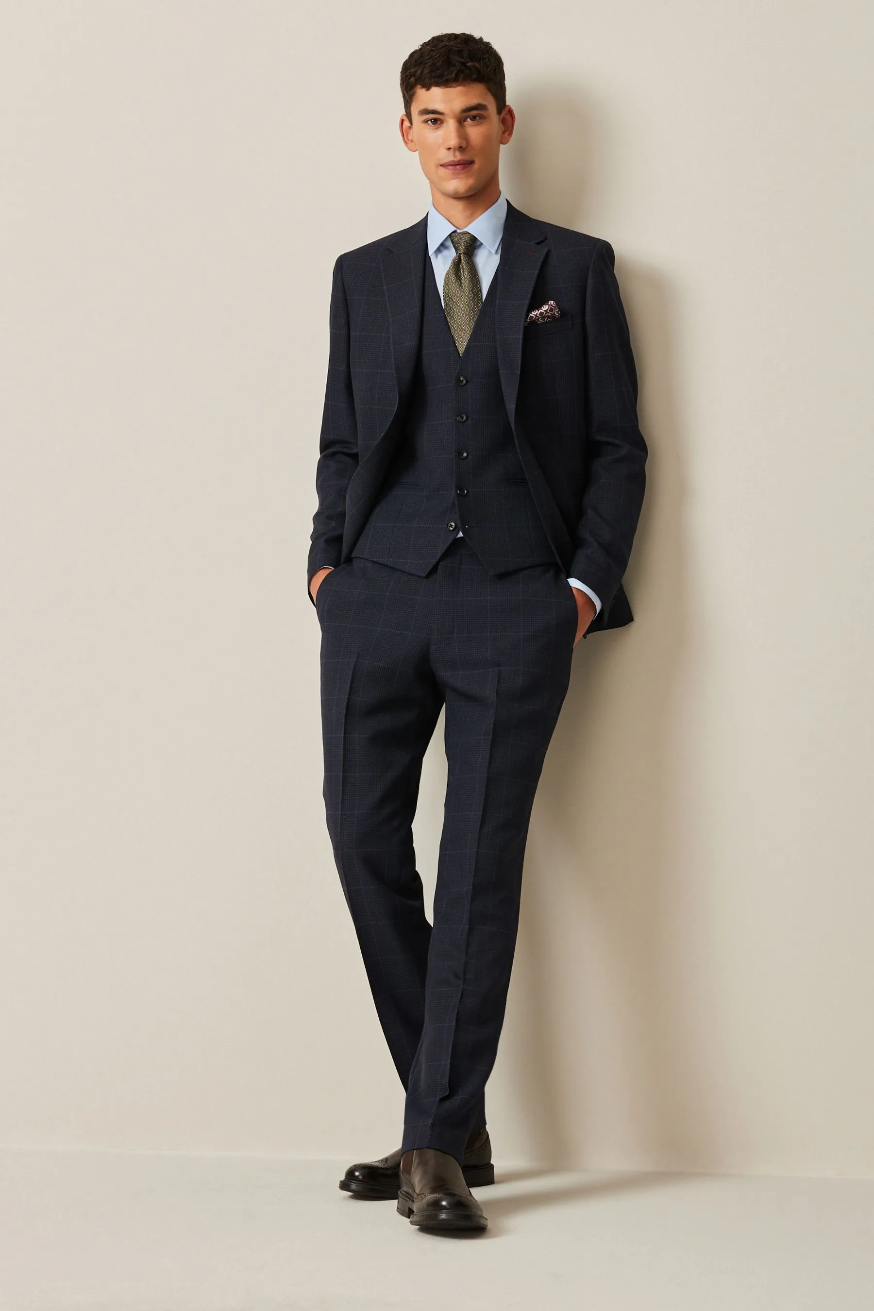 Navy  - Gilet da A quadri da completo Principe di Galles