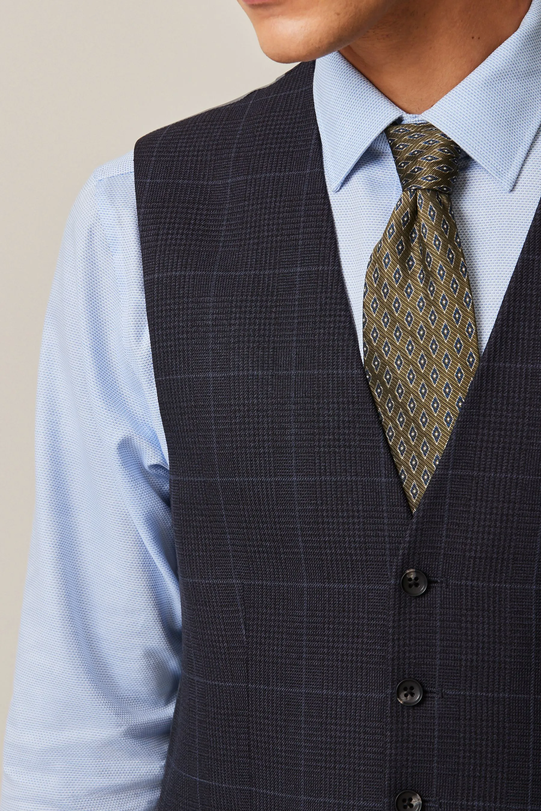Navy  - Gilet da A quadri da completo Principe di Galles