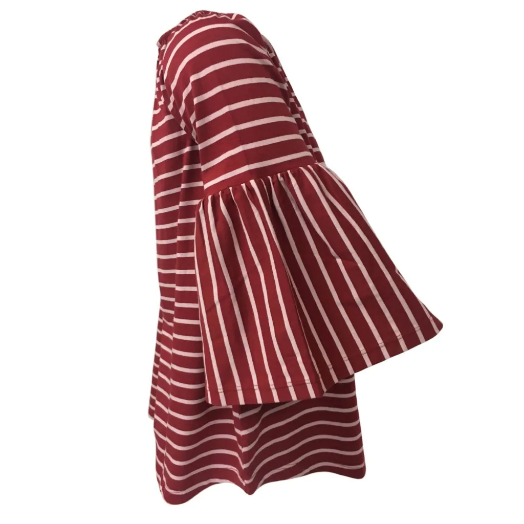 NUMERO PRIMO maglia donna righe bordeaux/cipria S140L 100% cotone MADE IN ITALY