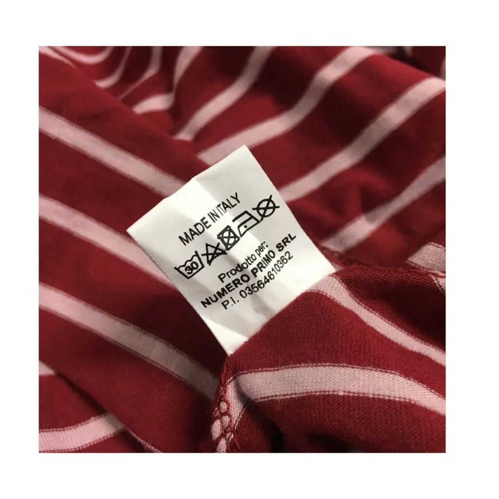 NUMERO PRIMO maglia donna righe bordeaux/cipria S140L 100% cotone MADE IN ITALY