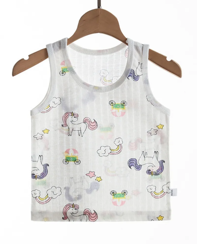 Nuove Neonate Ragazzi Serbatoi Senza Maniche Magliette Magliette e camicette Canottiere di Cotone Fiammato Gilet Bambini Bianche