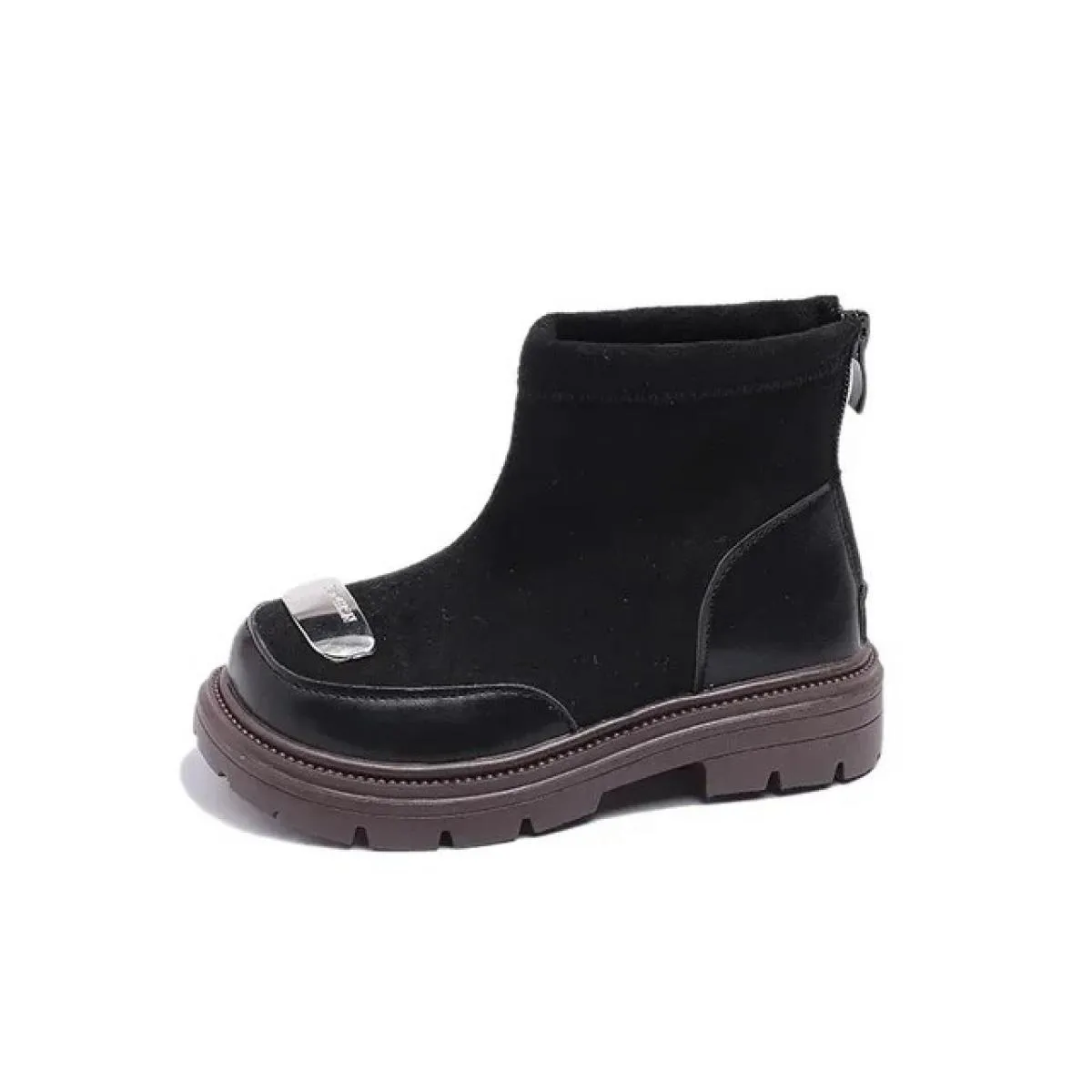 Nuovi stivali corti in pelle scamosciata per bambini invernali 2024 moda fondo spesso scarpe causali stivaletti per bambini raga