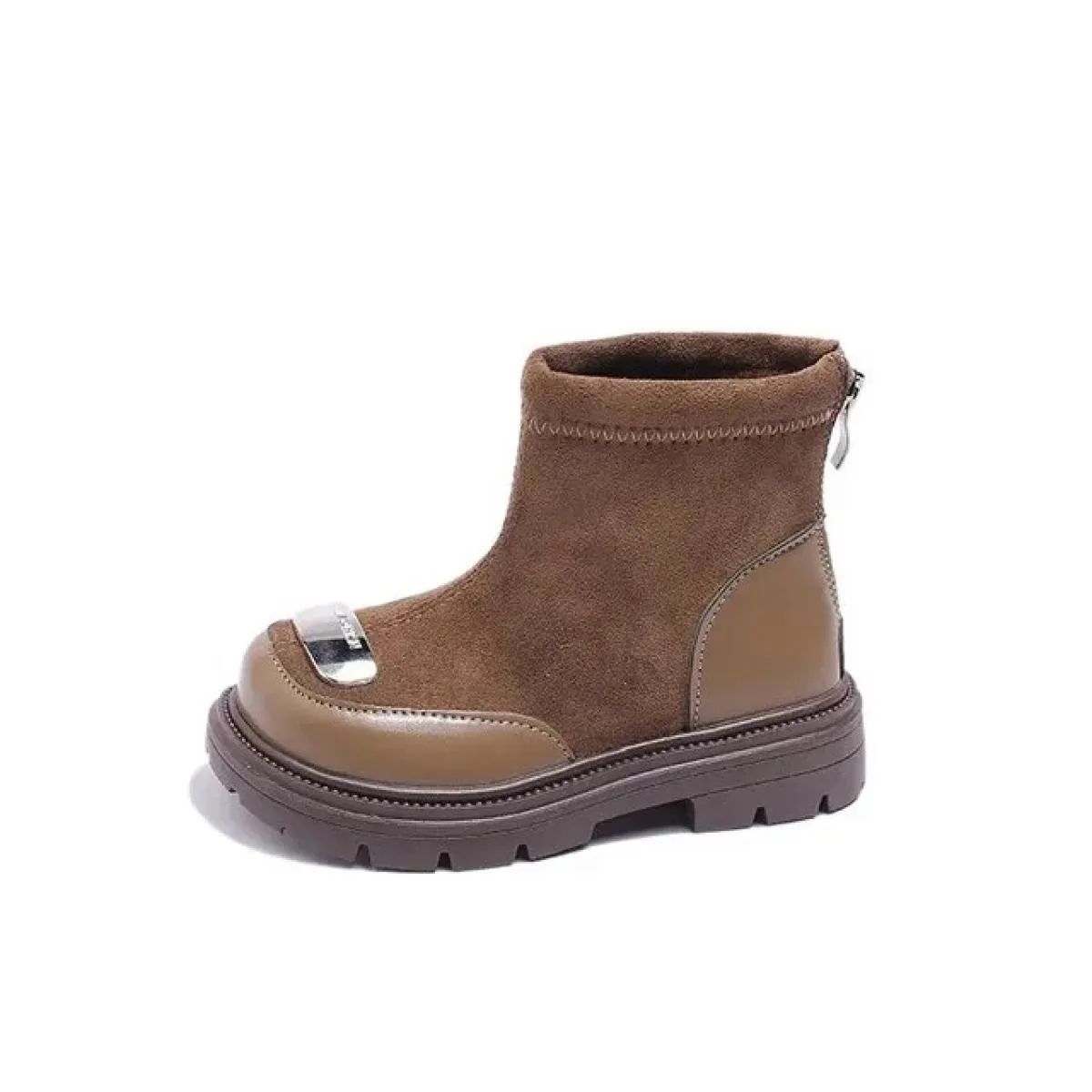 Nuovi stivali corti in pelle scamosciata per bambini invernali 2024 moda fondo spesso scarpe causali stivaletti per bambini raga