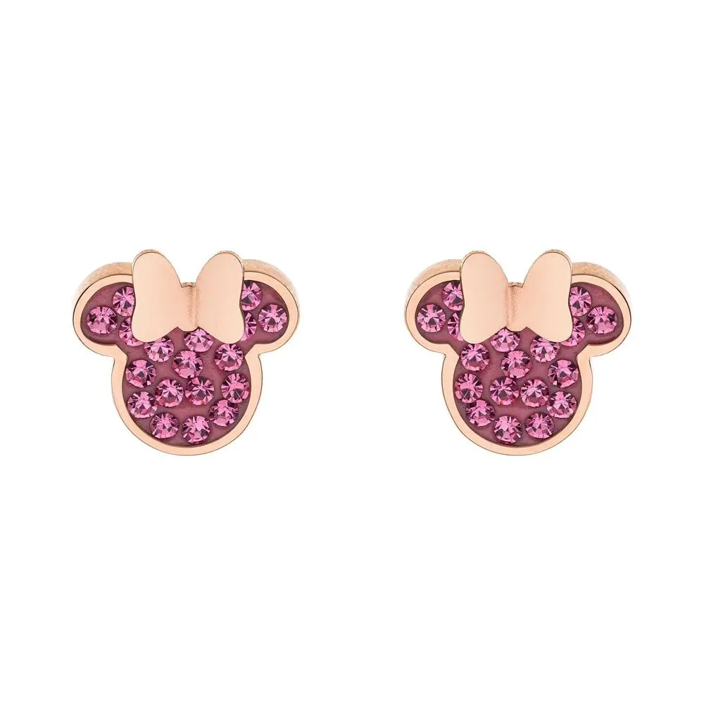 Orecchini Disney Minnie acciaio cristalli rosa