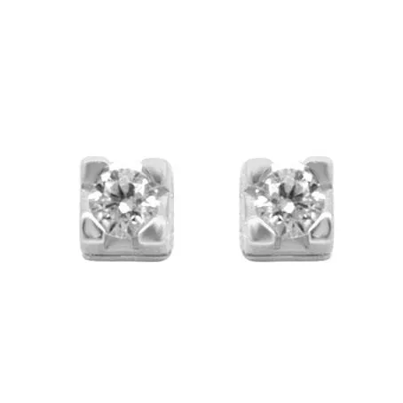 Orecchini punto luce in oro bianco con diamanti 0.18 ct