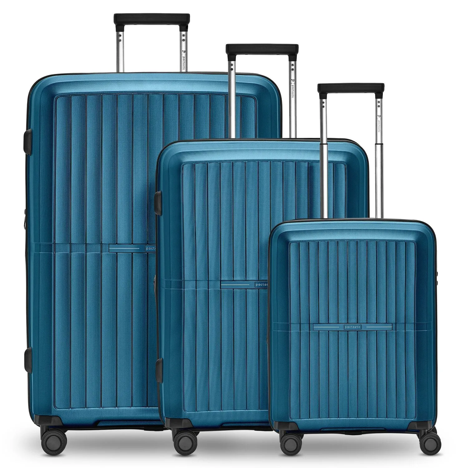 Pactastic Collection 01 Set di valigie a 4 ruote, 3 pezzi, con piega elastica