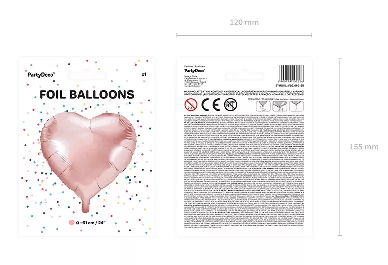 Palloncino a cuore rosa oro 61cm