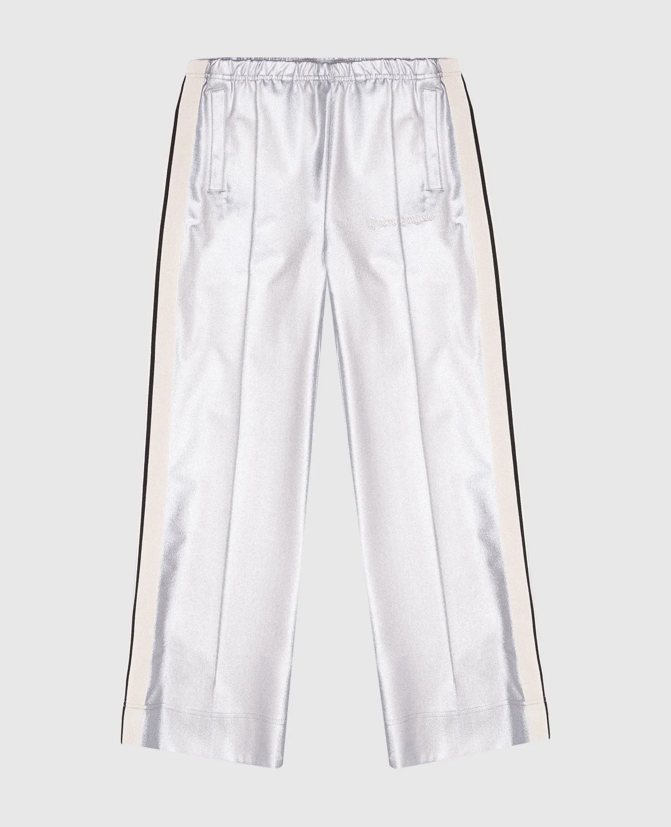 Palm Angels Pantaloni argento da bambino con ricamo logo PGCJ006F24FAB00212+