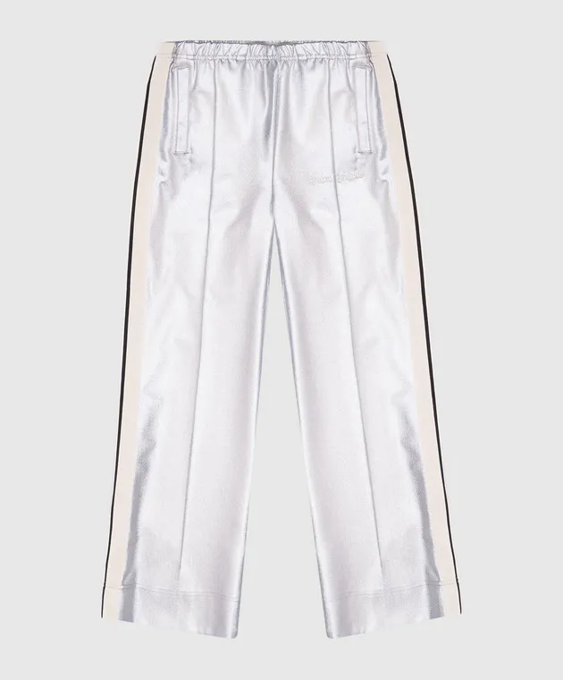 Palm Angels Pantaloni argento da bambino con ricamo logo PGCJ006F24FAB00212+