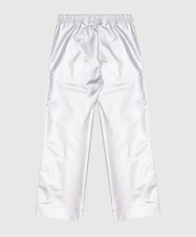 Palm Angels Pantaloni argento da bambino con ricamo logo PGCJ006F24FAB00212+