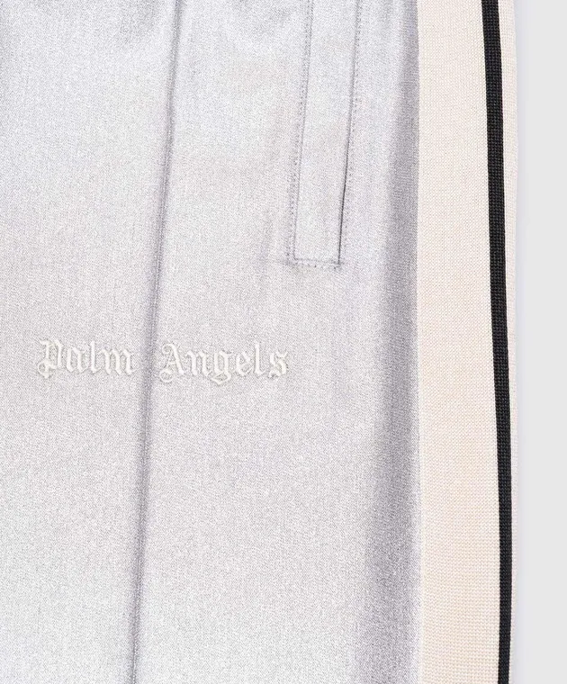 Palm Angels Pantaloni argento da bambino con ricamo logo PGCJ006F24FAB00212+