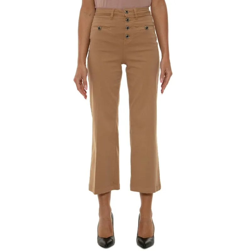 Pantalone a vita alta con bottoni gioiello 
