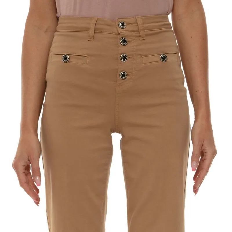 Pantalone a vita alta con bottoni gioiello 