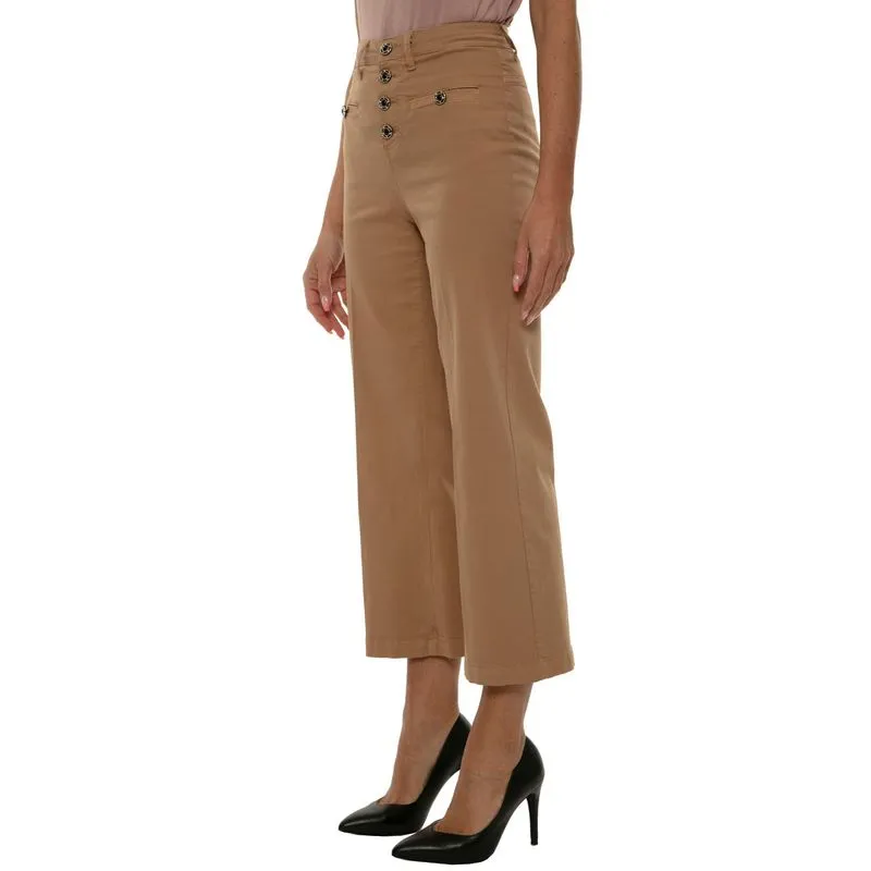 Pantalone a vita alta con bottoni gioiello 