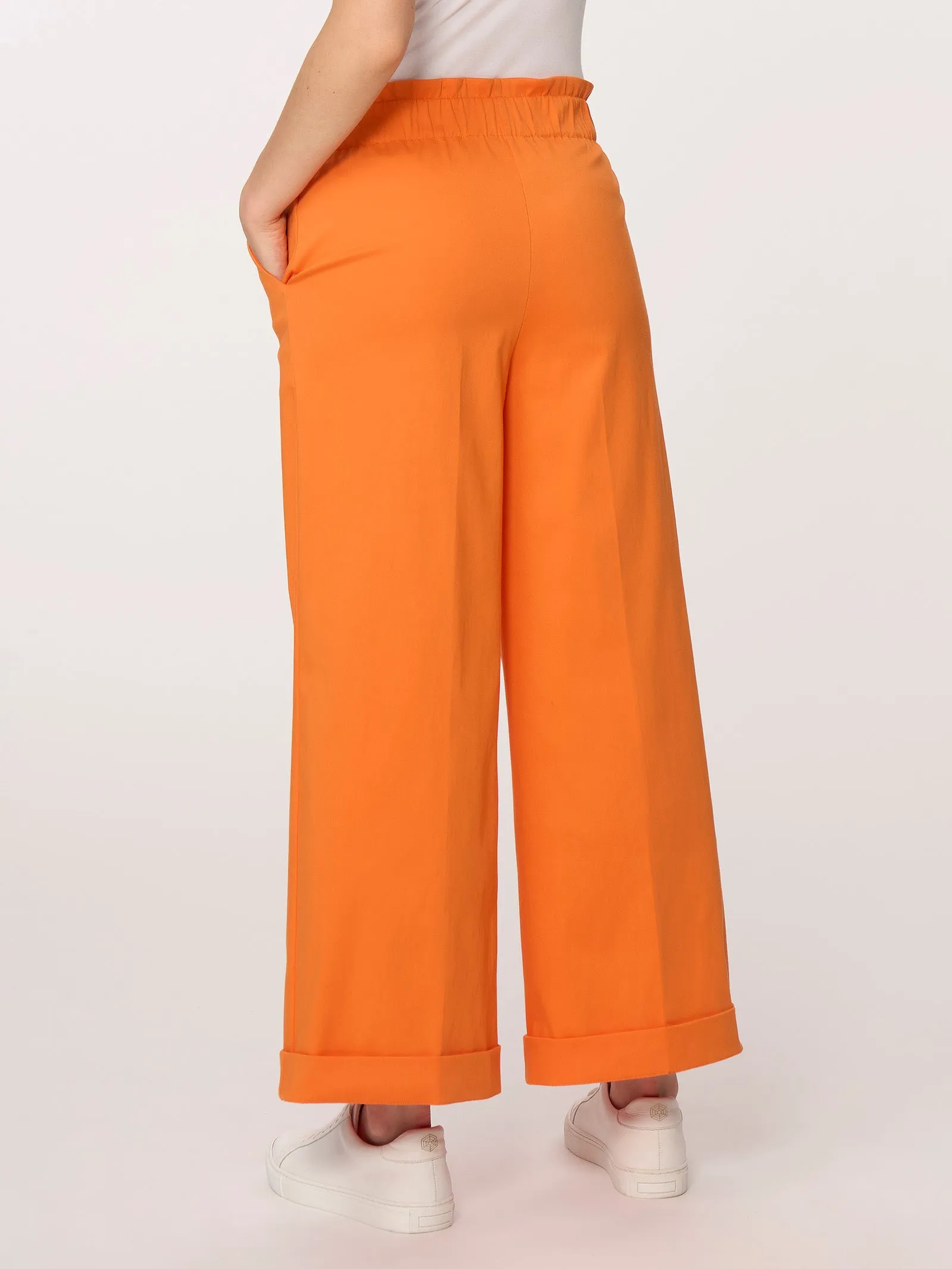 Pantalone ampio alla caviglia con tasche in Satin Power - Nero