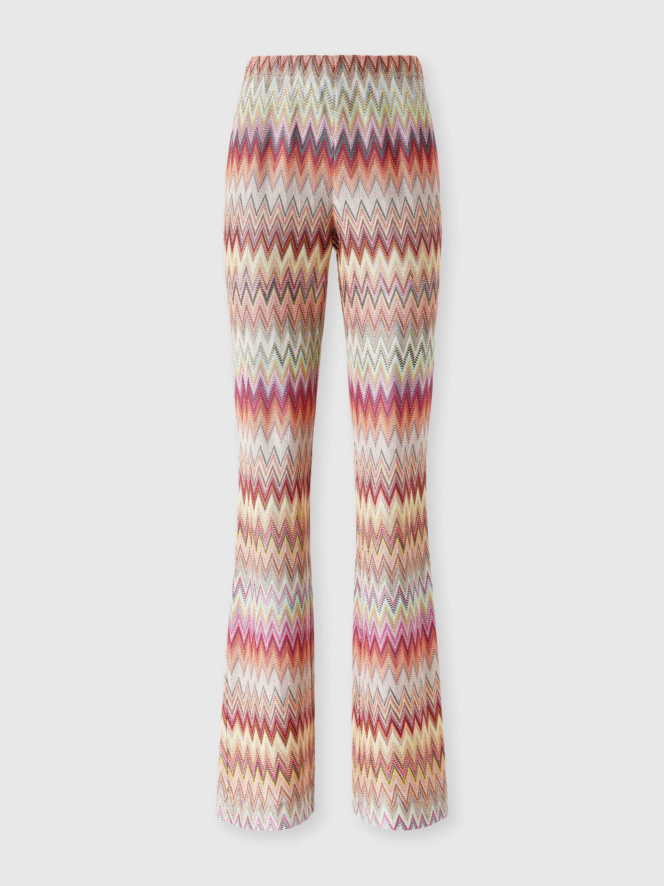 Pantalone svasato in pizzo di maglia zig zag