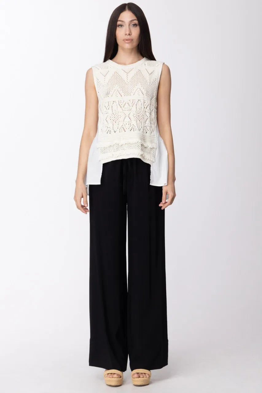 Pantaloni ampi con coulisse in vita Nero