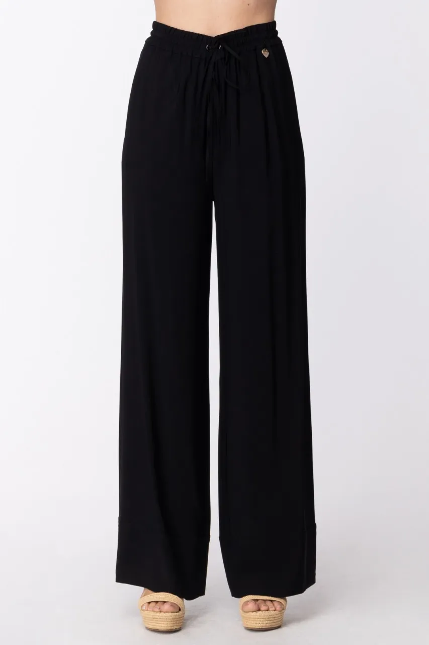 Pantaloni ampi con coulisse in vita Nero
