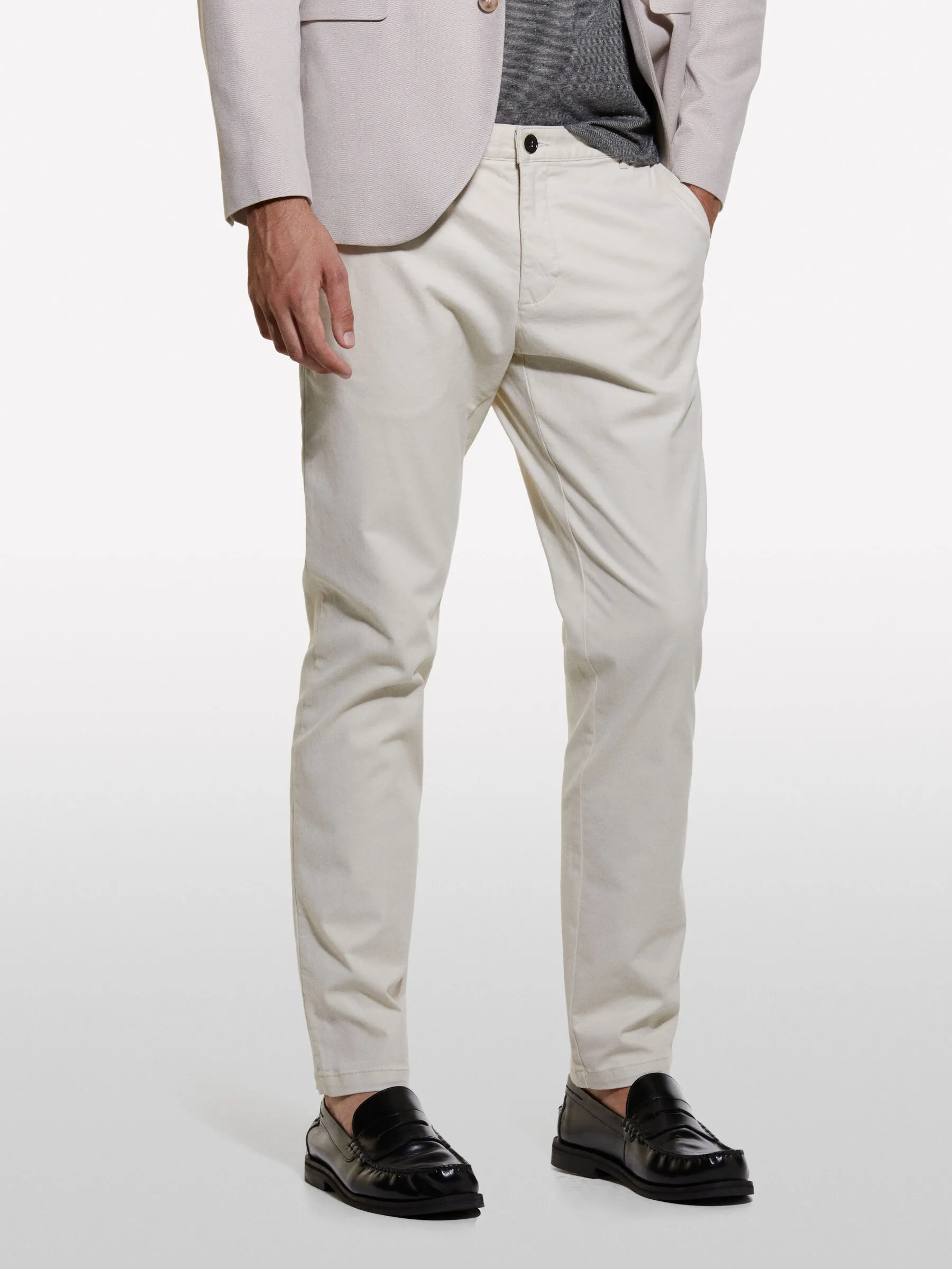 Pantaloni bianco panna effetto vintage