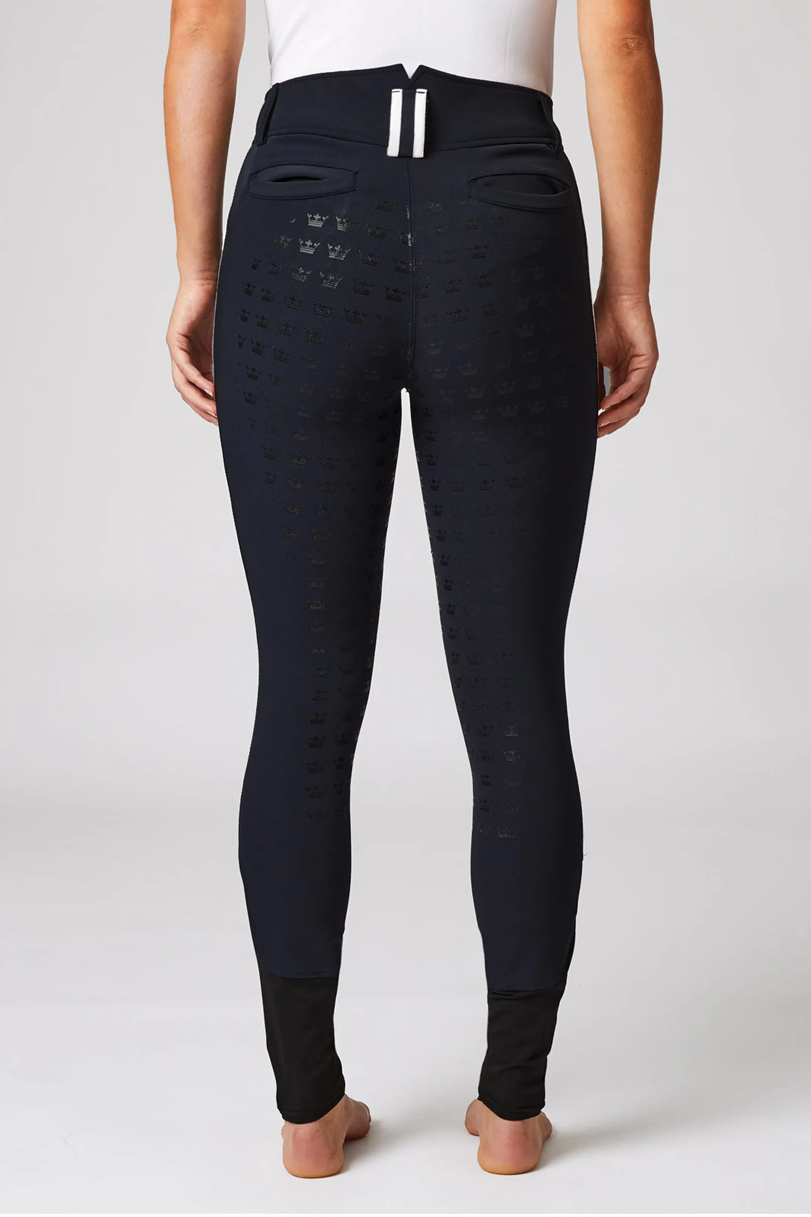 Pantaloni da equitazione a vita alta full seat con bordino a contrasto da donna