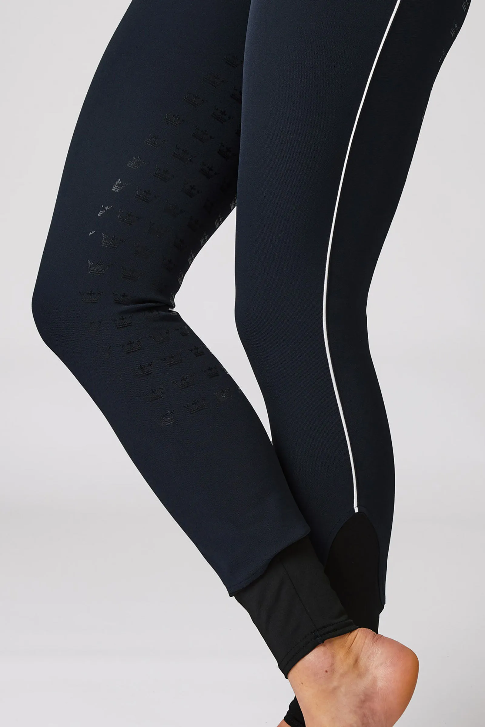 Pantaloni da equitazione a vita alta full seat con bordino a contrasto da donna