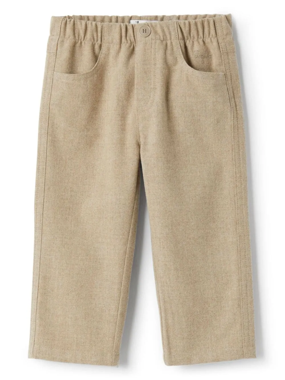 Pantaloni dritti per neonato Il Gufo beige con due tasche laterali