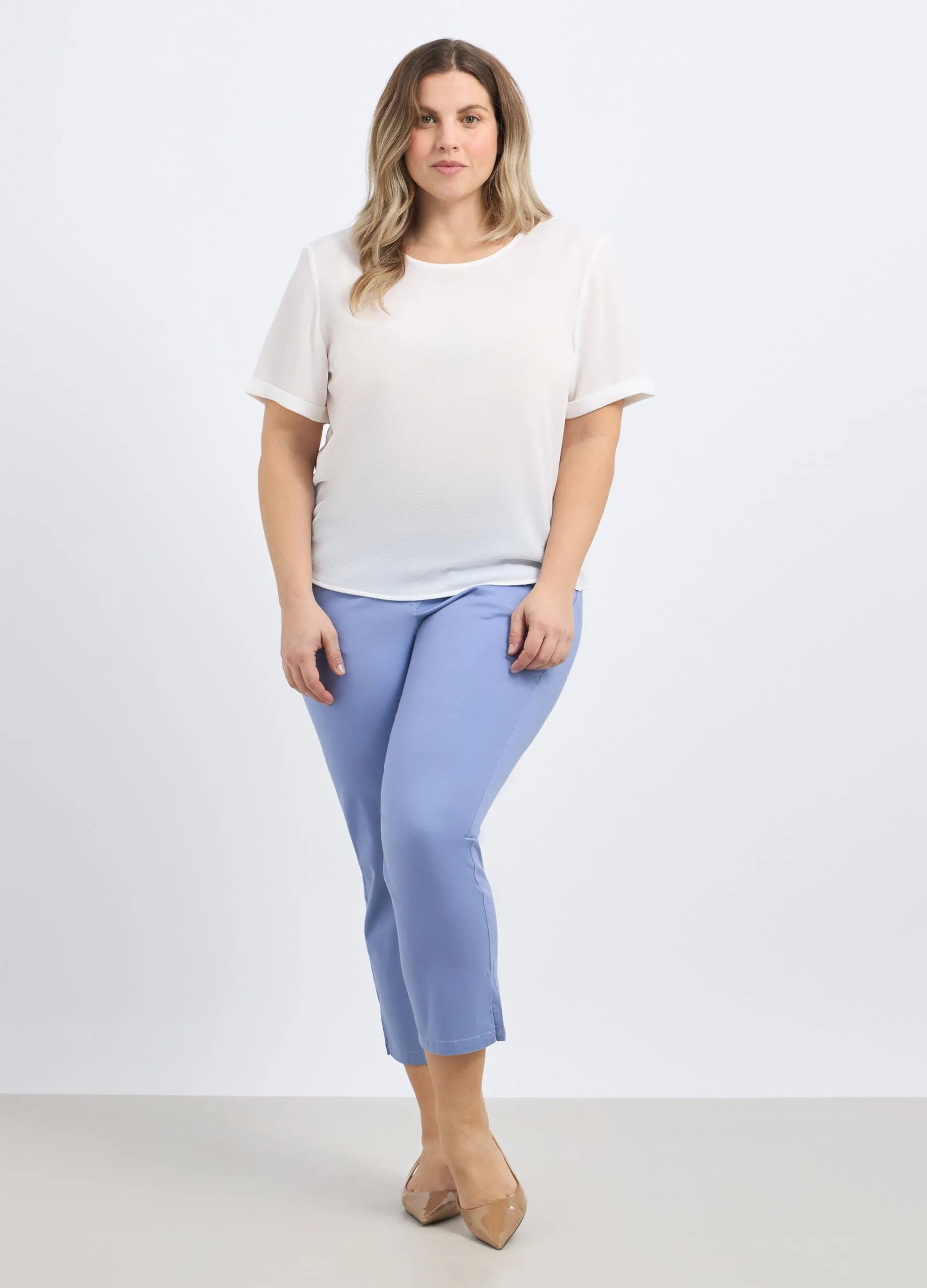 Pantaloni in cotone stretch donna curvy