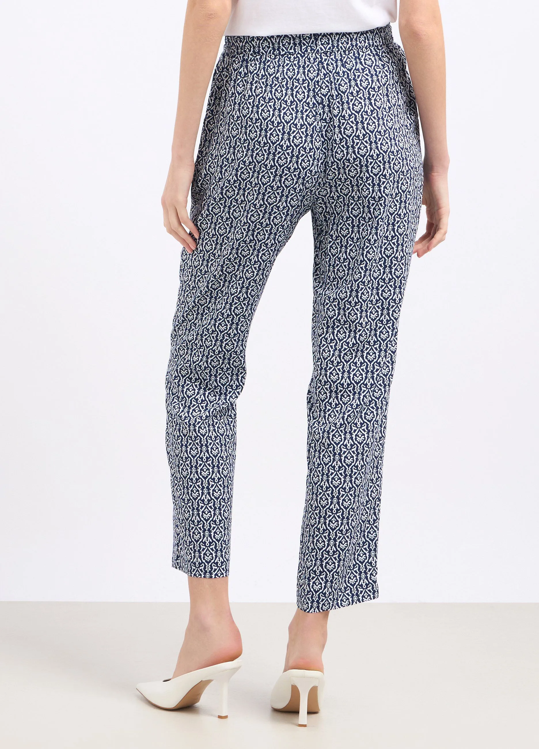 Pantaloni in pura viscosa con stampa donna