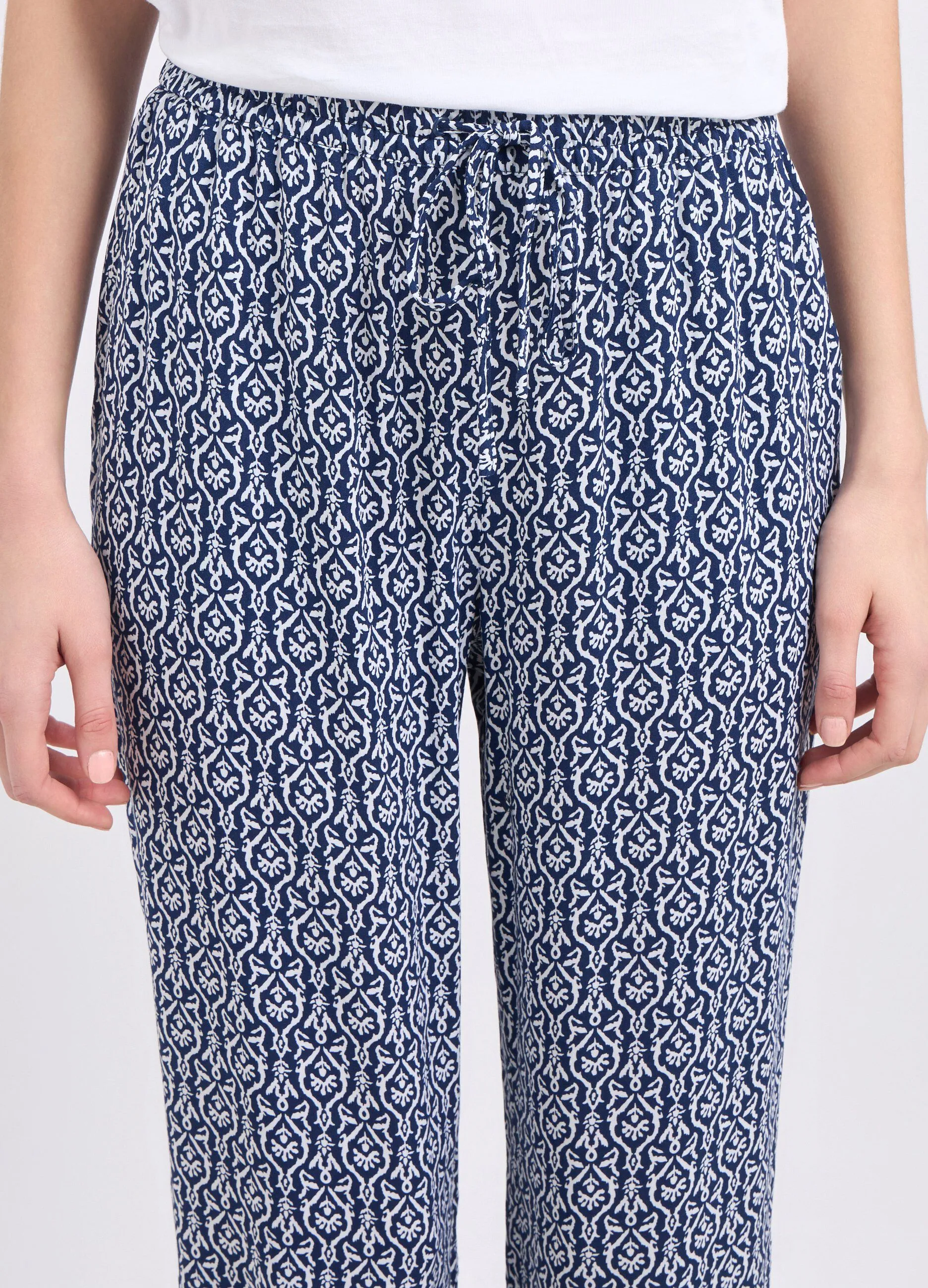Pantaloni in pura viscosa con stampa donna