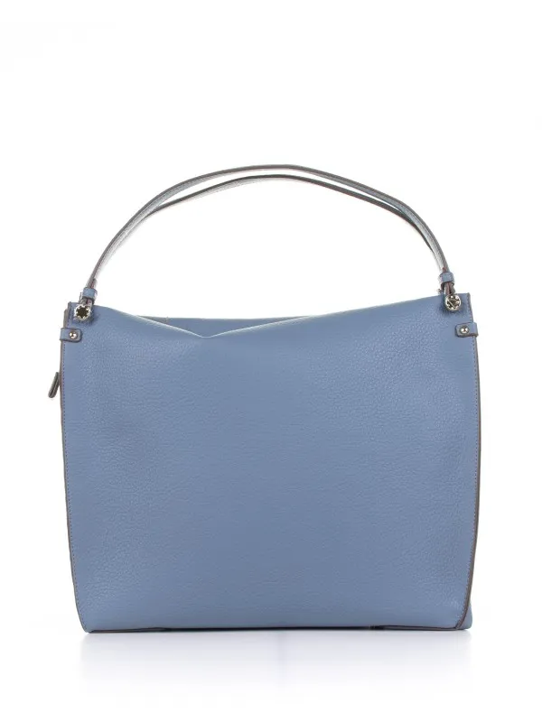 Petra light blue leather shopping bag