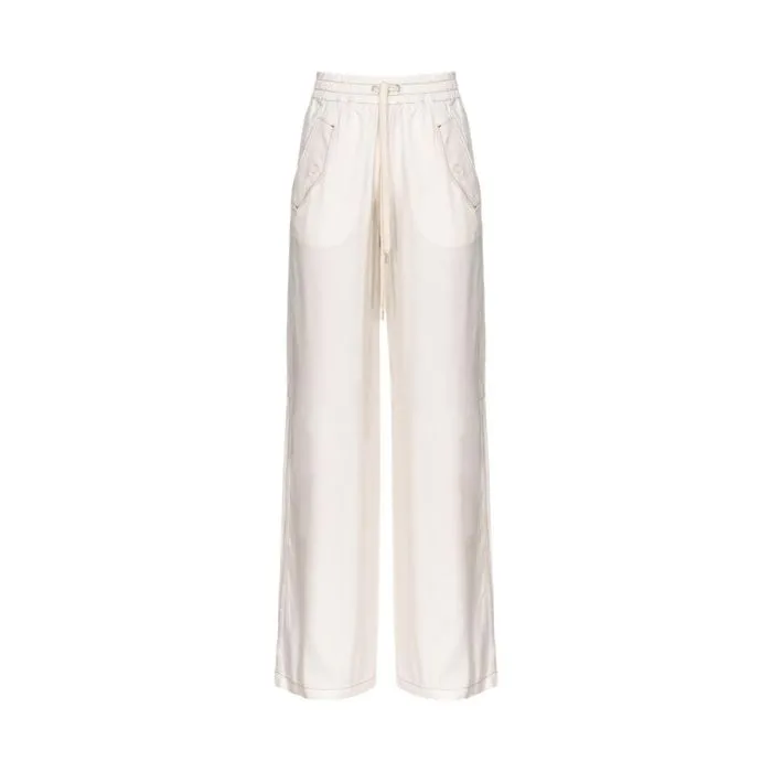 Pinko Pantaloni Ampi In Twill Viscosa Latte