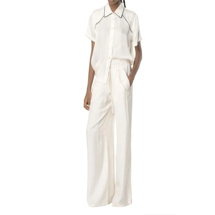 Pinko Pantaloni Ampi In Twill Viscosa Latte