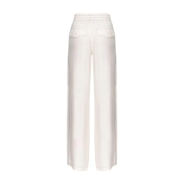 Pinko Pantaloni Ampi In Twill Viscosa Latte