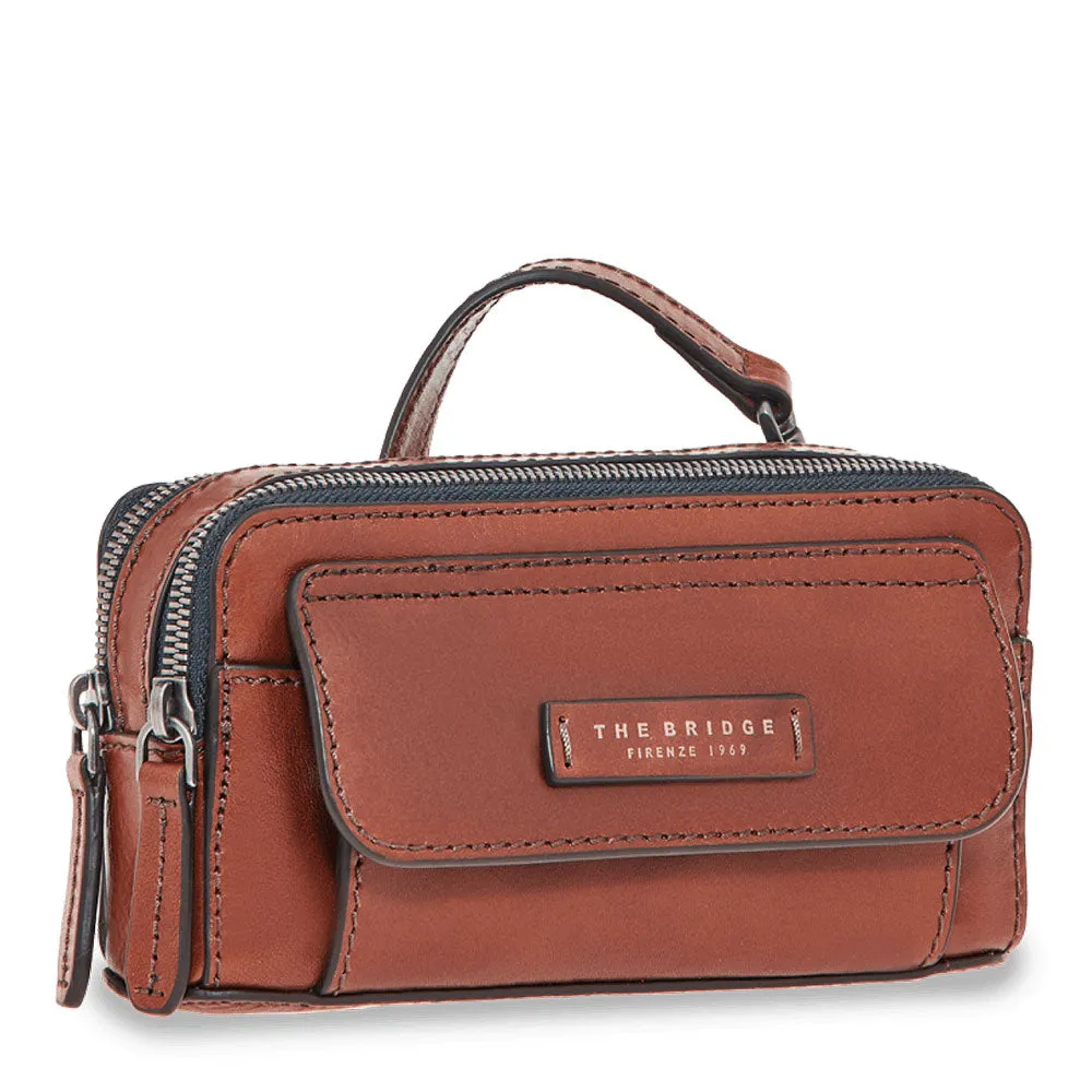 Pochette Uomo con Polsiera e Tracolla THE BRIDGE linea Alberto in Pelle Marrone 05313201
