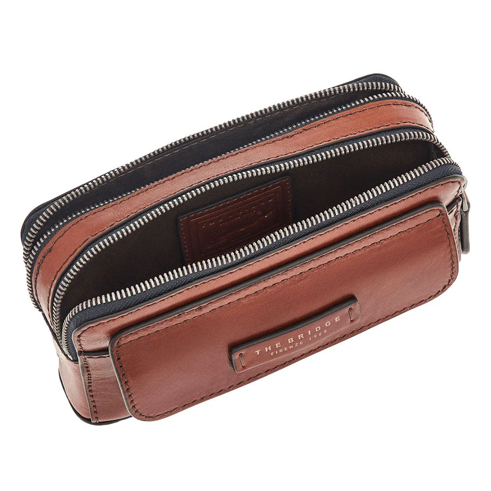 Pochette Uomo con Polsiera e Tracolla THE BRIDGE linea Alberto in Pelle Marrone 05313201