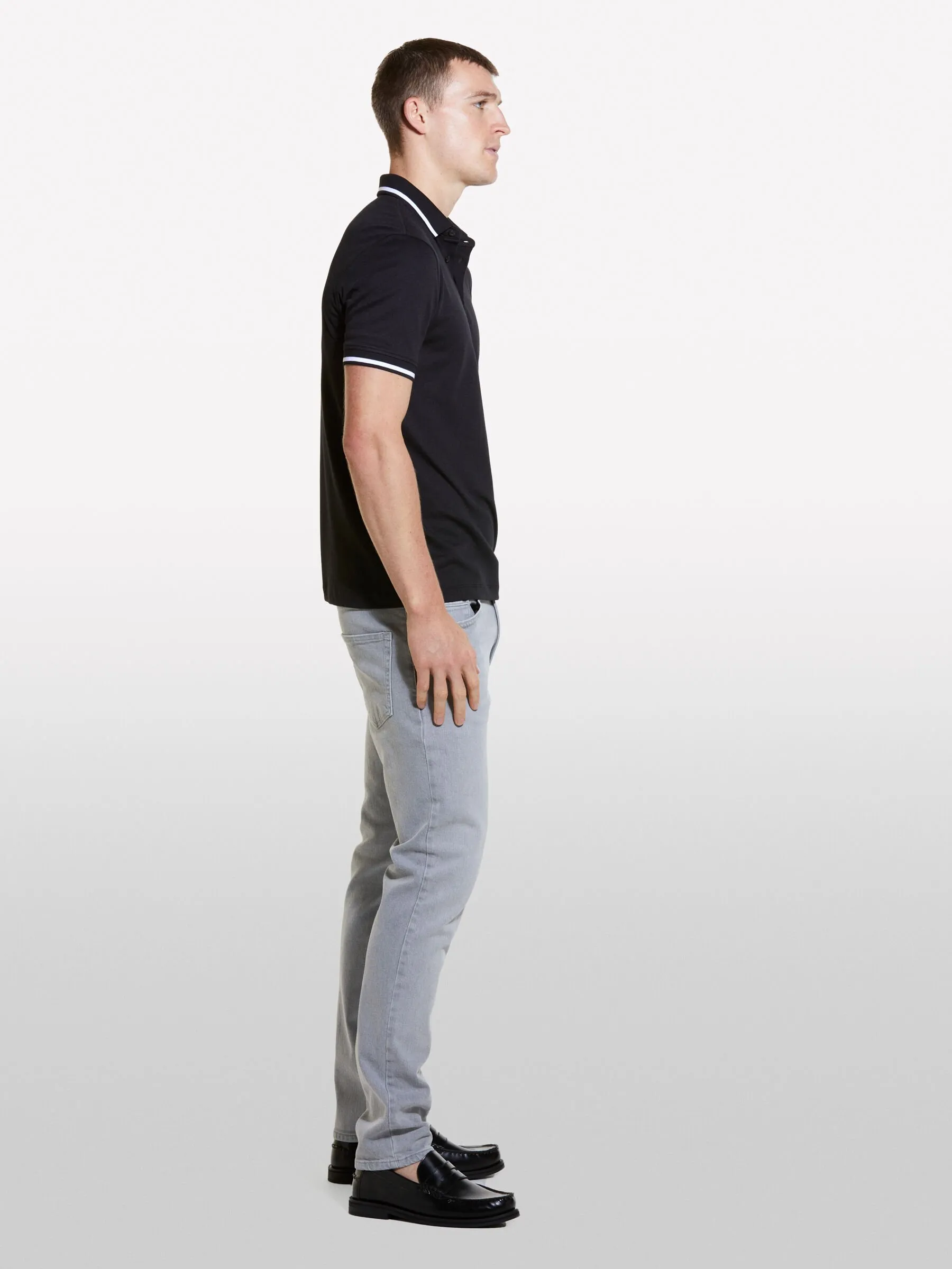 Polo slim fit nera con contrasto