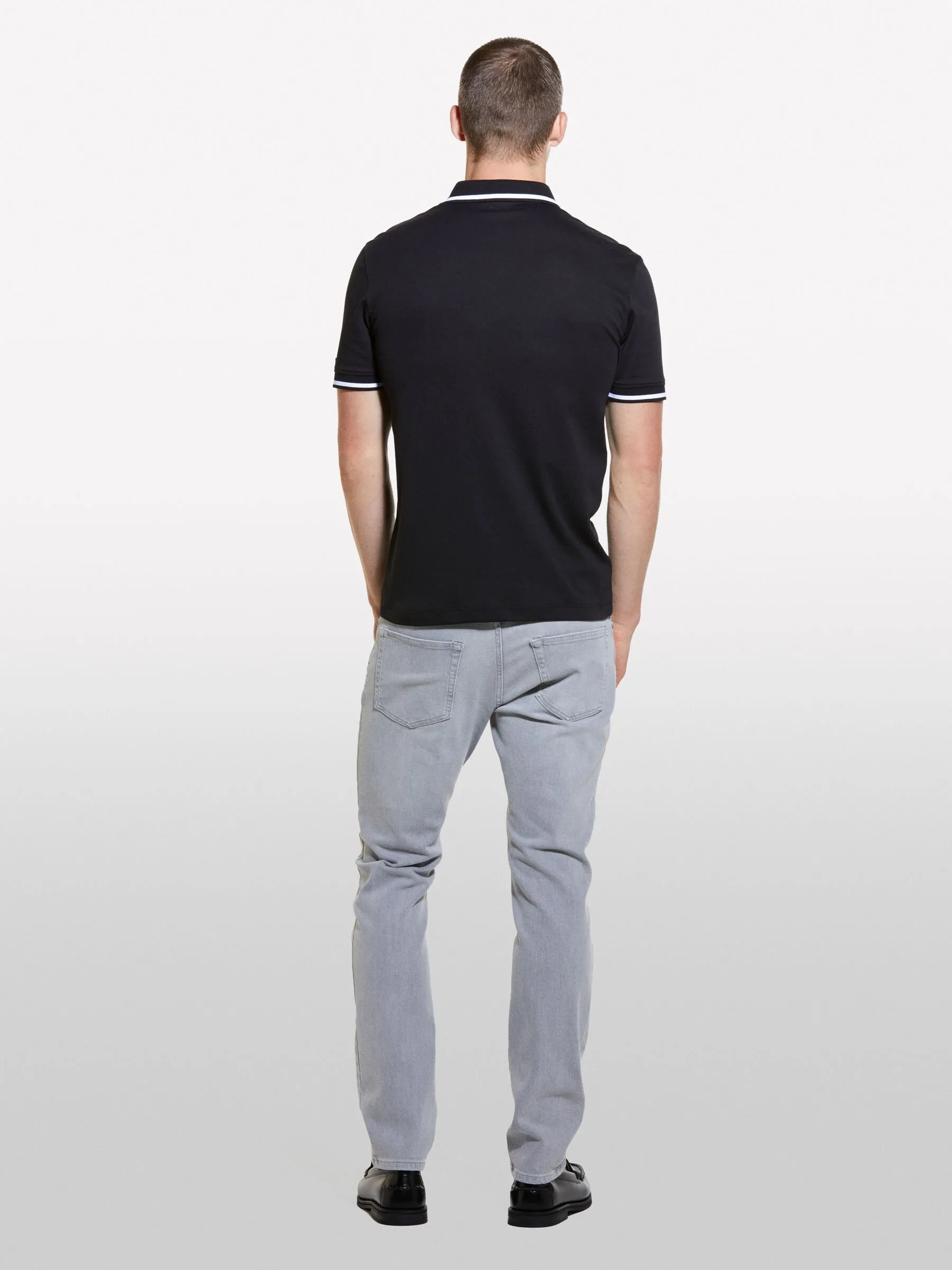 Polo slim fit nera con contrasto