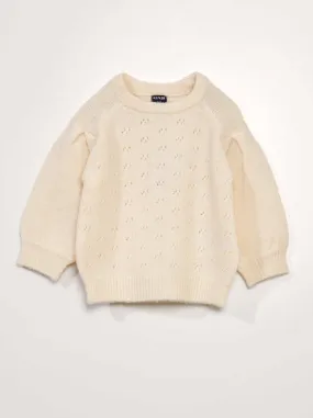 Pullover in maglia fantasia - BIANCO