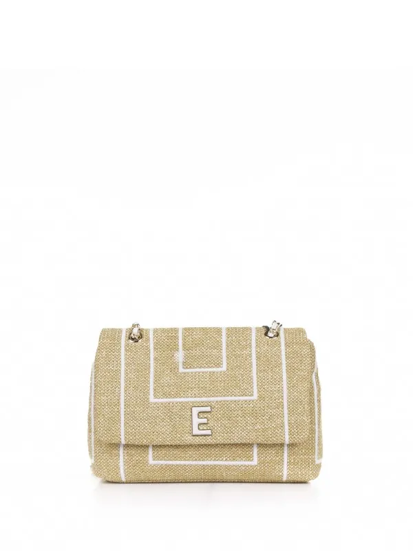 Raffia shoulder bag with chain