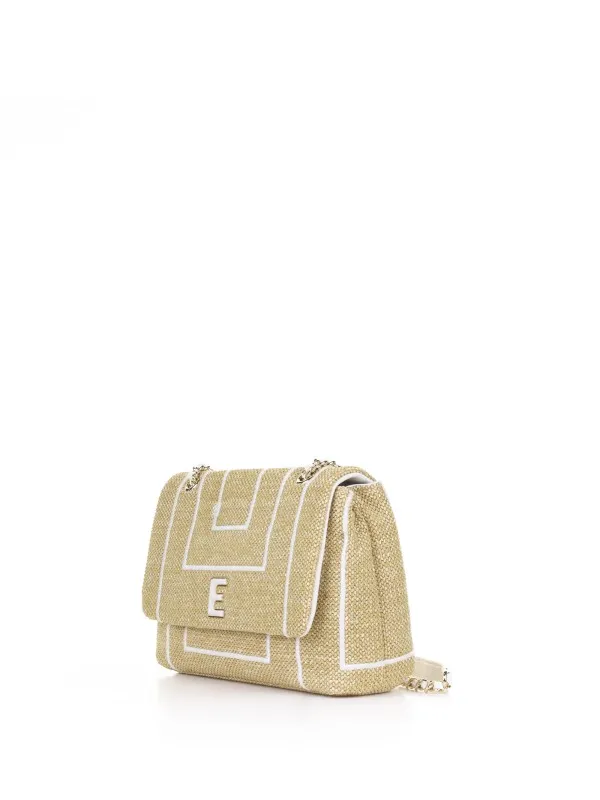Raffia shoulder bag with chain