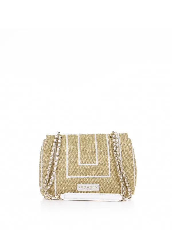 Raffia shoulder bag with chain