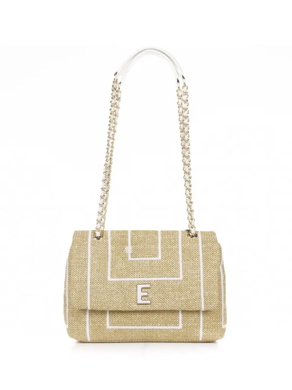 Raffia shoulder bag with chain