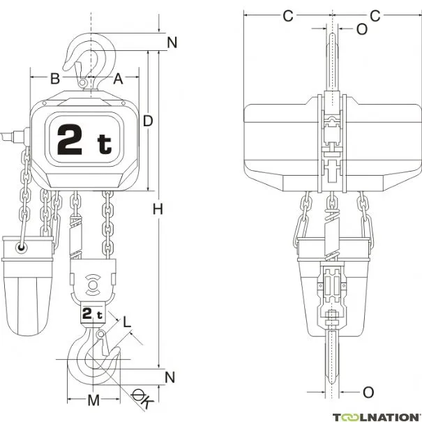Rema 0512005-4 FBH20/2000/4M Paranco elettrico a catena Elephant 400 V 2 velocità 4,0 mtr 2000 kg 512005